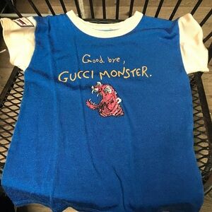 Gucci Monster Kids Blue and Cream T-Shirt size 8